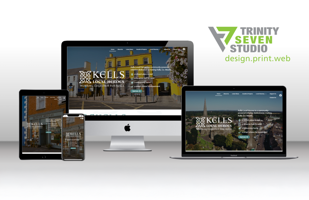 Local company TrinitySeven Studio Ltd sponsors new website for Kells Local Heroes